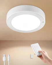 Rechargeable Ceiling Light with Wall Switch Remote White