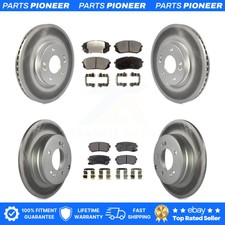 Front Rear Coat Brake Rotors Semi-Metallic Pad Kit For Hyundai Sonata GAS engine