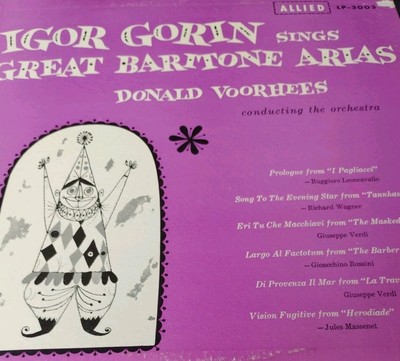 Igor Gorin Sings Great Baritone Arias VG Red Vinyl Lp 