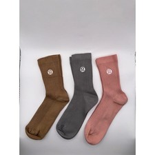 3 Pairs - Lululemon Cotton Daily Essential Socks Mid-Crew M/L 6.5  10.5 US 
