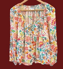 Old Navy Boho Floral Baby Doll Blouse Peasant Top Tropical Summer Large Resort
