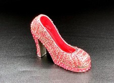 Pink Crystal High Heel Shoe Trinket Box Rhinestone Hinged Jewelry Keepsake