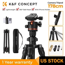 K&F Concept 70in Camera Tripod Lightweight Travel DSLR Tripod w/ 360° Ball Head
