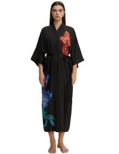 Kihnop Womens Floral Kimono Robe Long Satin Robe Long Silk Bathrobe Ladies Ki...