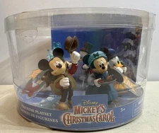 Disney Store MICKEY'S CHRISTMAS CAROL 5 Piece Playset & Placemat NEW