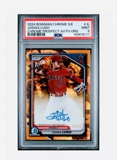 2024 BOWMAN CHROME SAPPHIRE JOSHWA LUGO 1ST PROSPECT ORANGE AUTO /25 ANGELS PSA9