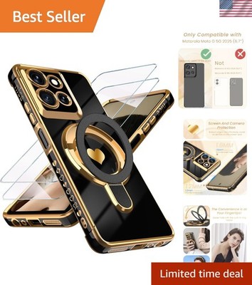 Compatible Luxury Gold Love Heart Kickstand Case for Moto G 5G 2025