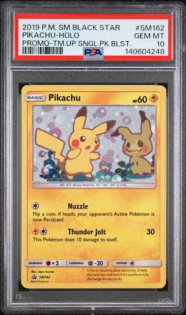 2019 POKEMON SUN & MOON BLACK STAR PROMOS #SM162 PIKACHU-HOLO PSA 10