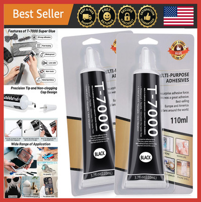 2x 110ML Phone Repair Glue T-7000 Black Adhesive for Screen, Craft, Leather