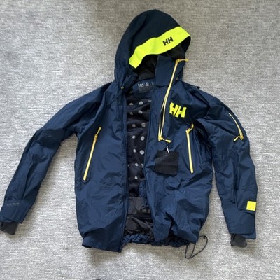 Helly Hansen Men's UULR XL Ski Jacket Blue/Yellow Hooded Full Zip Pockets