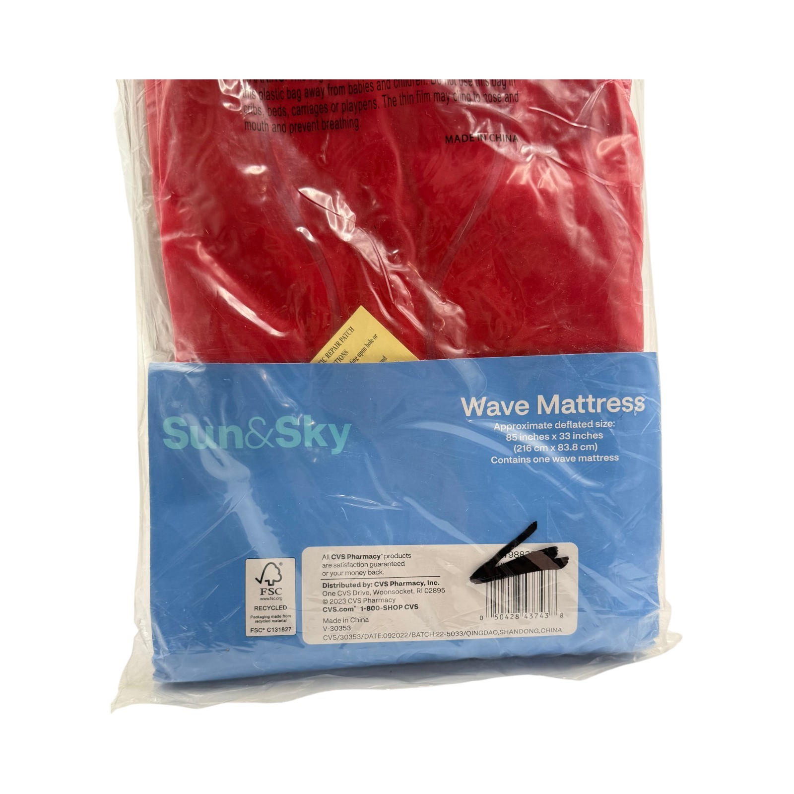 Sun Sky Wave Mattress Inflatable Pool Float Lounge Bed Swim Raft Red