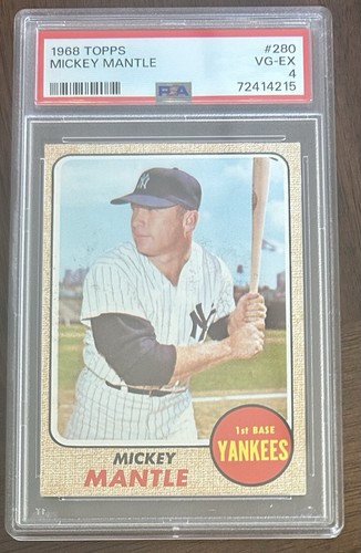1968 Topps - Mickey Mantle #280 PSA 4 Nicely Centered New Label