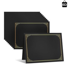 Stylish Black Certificate Holders, 10 Pack with Gold Foil - Perfect for Awards