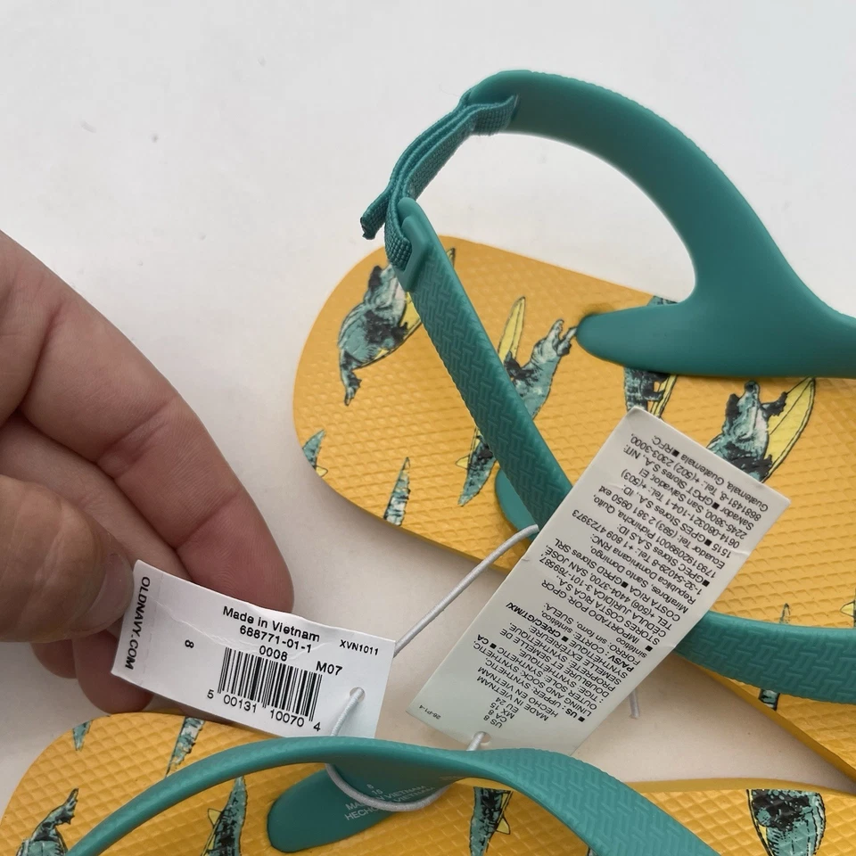 Sandalias chanclas antiguas amarillas con honda trasera estampadas de cocodrilo para niños pequeños 8  Foto 3 de 4