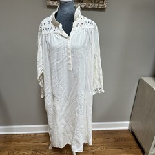 Vintage Lanz Of Salzburg Flannel Grandma Nightgown Pajamas M Floral Embroidered