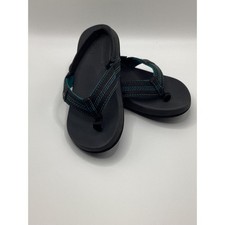 Reef Ahi Kids Flip Flops Black Teal Elastic Backstrap Sandals Size 11/12