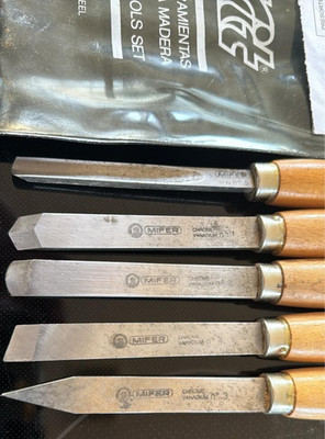 Mifer 5 Piece Wood Carving working turning Chisel Set