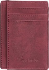 Slim Wallet Front Pocket Minimalist Leather RFID Blocking Medium Purple