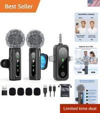Wireless Lavalier Microphone for iPhone, Android, USB C, PC, Camera Video Rec...