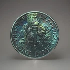 2016-P Roosevelt Dime Beautiful Rainbow Toned Coin. COLOR! Blue