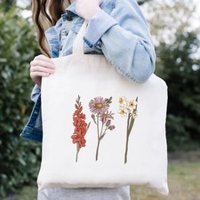 Birth Month Flower Tote Bag, Grandma Flower Garden Bag, Lover Bag, Gift For Her,
