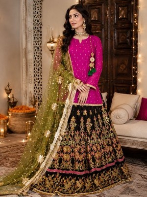 Eimal s London Meem s Pakistanischer 3-teiliger Lehenga Anzug M Mehndi Sangeet Eid Hochzeit