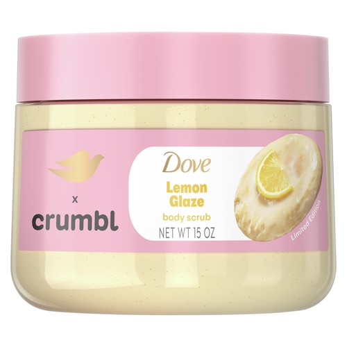 Dove body scrub crumbl exfoliating 15 oz cookie lemon cake New glaze Strawberry.
