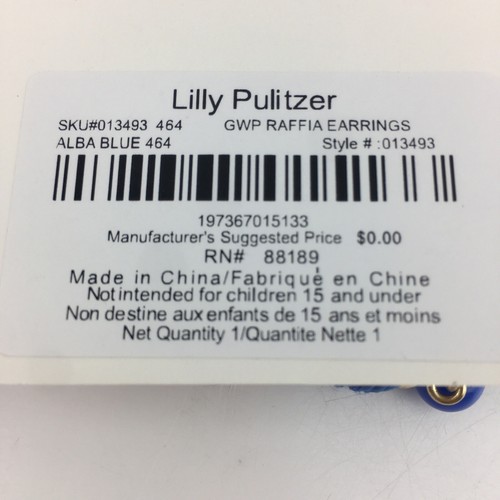 NWT Lilly Pulitzer Raffia Earrings Alba Blue NEW - Picture 3 of 4