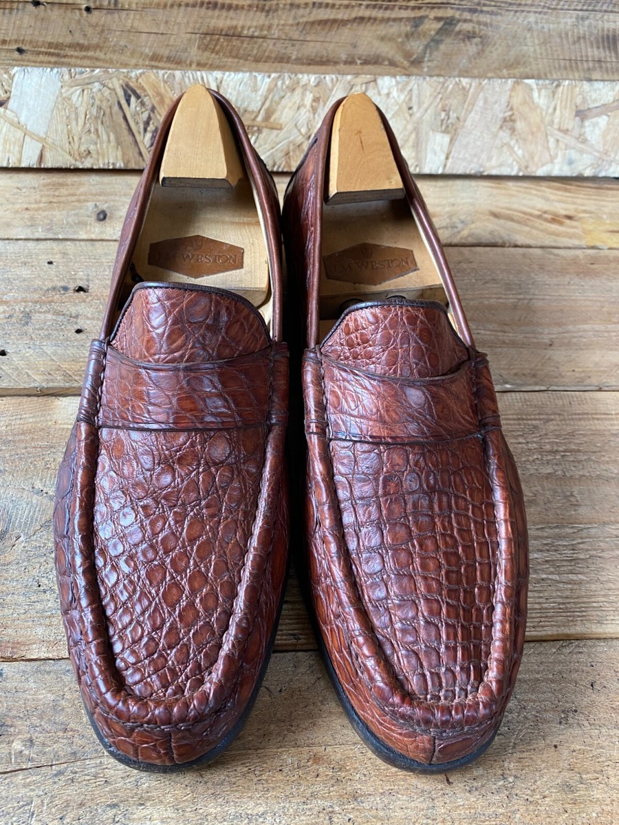 Brioni exotic, crocodile skin brown penny loafers Eu 43.5 UK  display picture 3