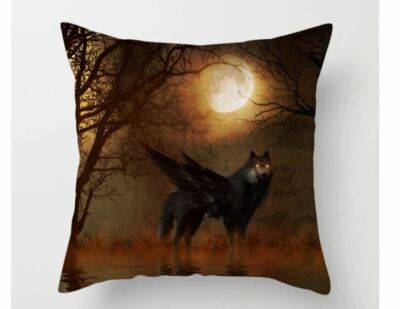 wolves wolf painting Cushion Cover 45cm woodland forest howling moon wolves wolf painting Cushion Cover 45cm woodland forest howling moon