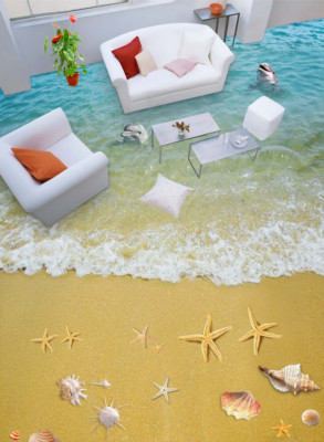 3D Dolphin Sandy Beach 5 Floor WallPaper Murals Wall Print Decal AJ WALLPAPER CA
