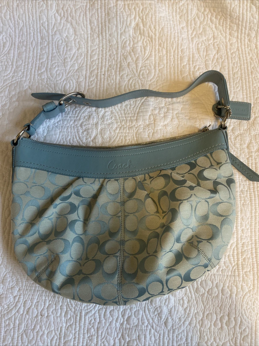 light blue coach shoulder bag