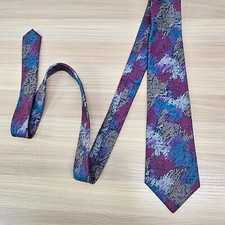 Vintage 70s Tie Mens Blue Pink Multi Abstract Psychedelic Art Mod Groovy RITNERS