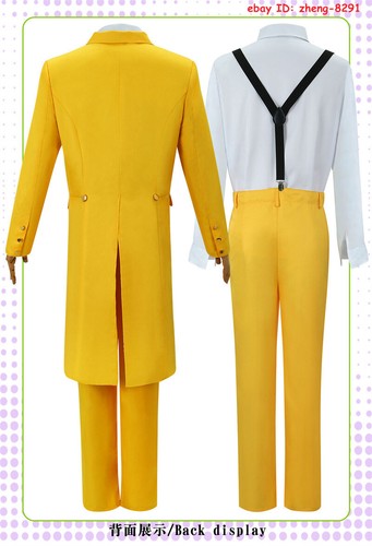 The Mask Jim Carrey Cosplay Costume Halloween Yellow Suit Carnival Uniform W/Hat - Picture 13 of 20