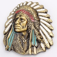 Indian Warrior Chief Belt Buckle Western Cowboy Native American IW-05 