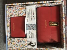 Viola Castellani 2piece Set Clutch Bag Chain Shoulder Strap And Wallet Coral Nib