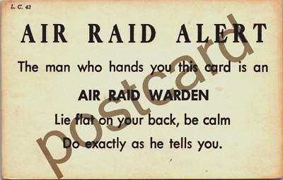 AIR RAID ALERT, WARDEN, Do exactly as he tells you, humor, postcard jj445