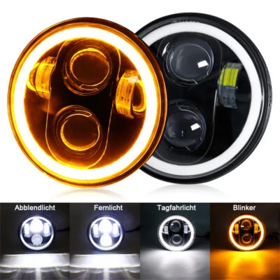5.75" 5-3/4'' LED Rund Halo DRL Scheinwerfer Motorrad E-Geprüft Universel - Bild 1 von 4