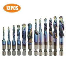 12x 1/4 Composite-Hex Shank M3-M10 HSS-Metric Screw Thread Tap Drill Bits Set