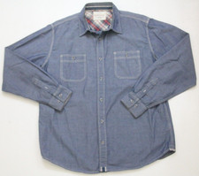 Large Weatherproof Blue Denim Men's Solid 2 Pocket Jeans Dress Shirt Mans 1-129