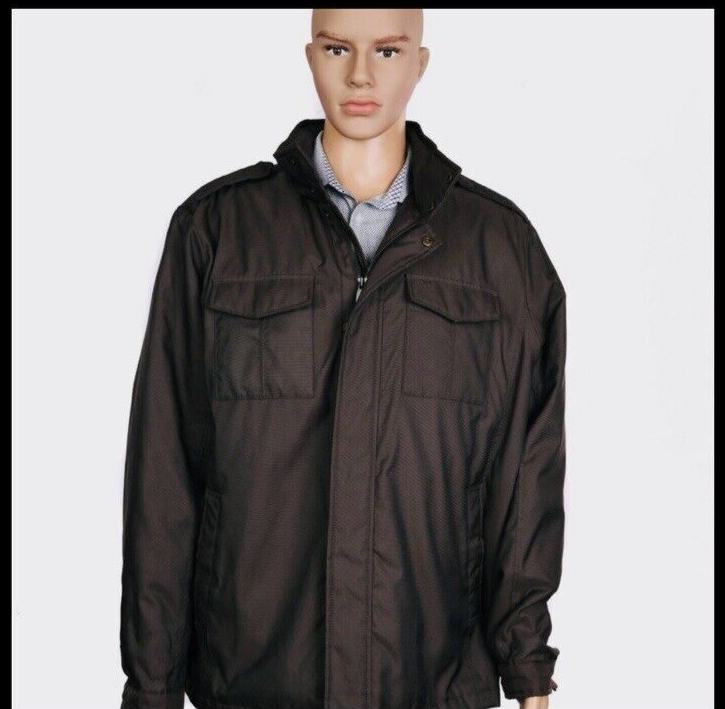 Dockers Men Two Pocket Military Jacket Hooded Olive Green Casual