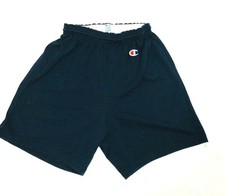VTG 80's Champion Navy Blue Logo Above Knee Gym Shorts XL High Rise USA Unisex