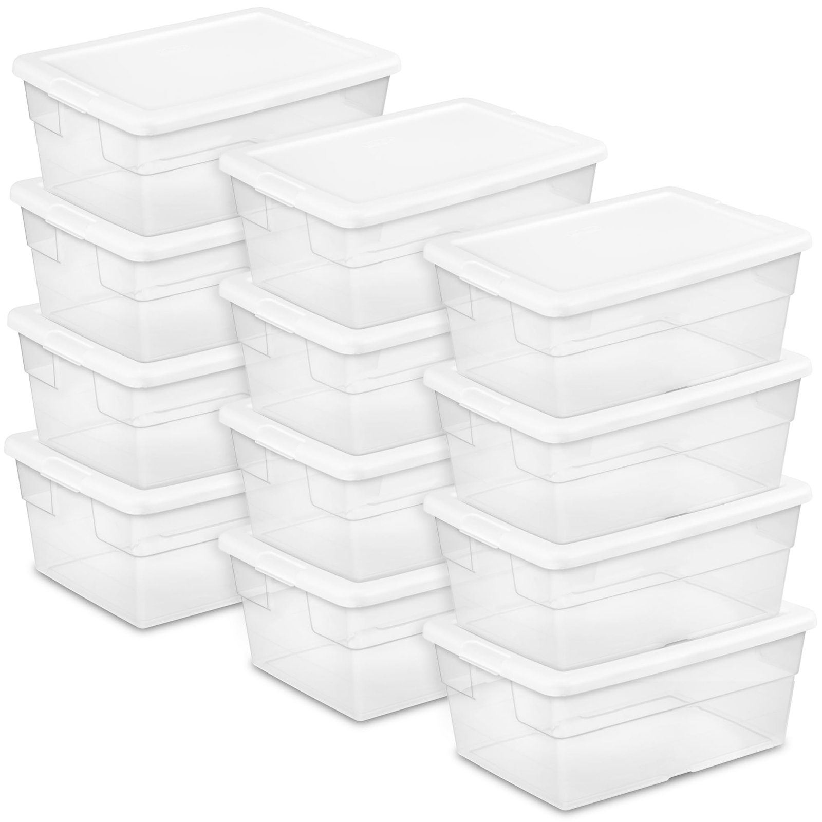 12-Pack 16 Quart Clear Stackable Storage Bins for Closet or Bathroom Organization