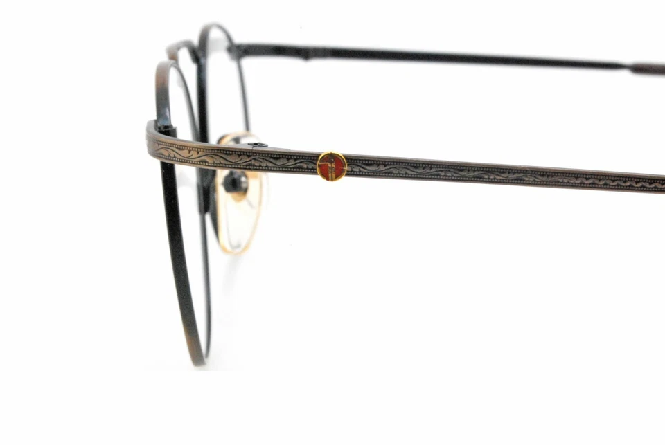 Nuevo Auténtico Raro Alain Delon 2930 4 Años 80 Vintage Bronce Redondo Metal Anteojos Foto 3 de 4