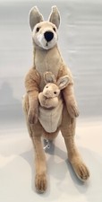 Hansa Kangaroo Mama  Baby Joey Plush Stuffed Animal Standing Mom Large 18  EUC