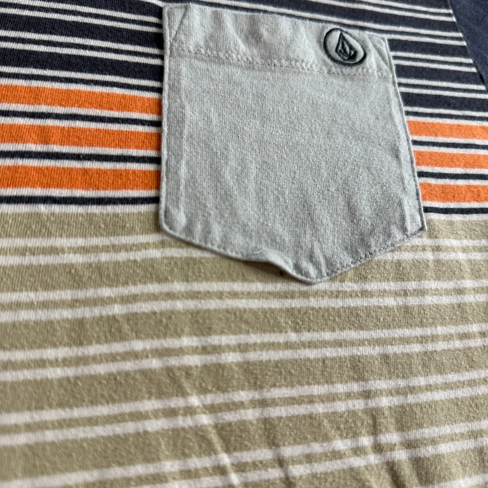 Volcom Shirt Mens L Multicolor Striped Logo Cotton Blend Skater Skateboarding - Image 4 of 4