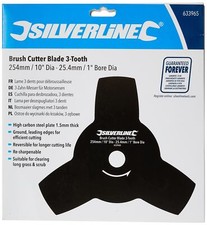Silverline 633965 Brush Cutter Blade 3-tooth With 25.4mm Bore
