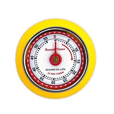 Dulton Magnetic Metal Mechanical Kitchen Timer - YELLOW - Retro Cooking Timer - image 1 of 2