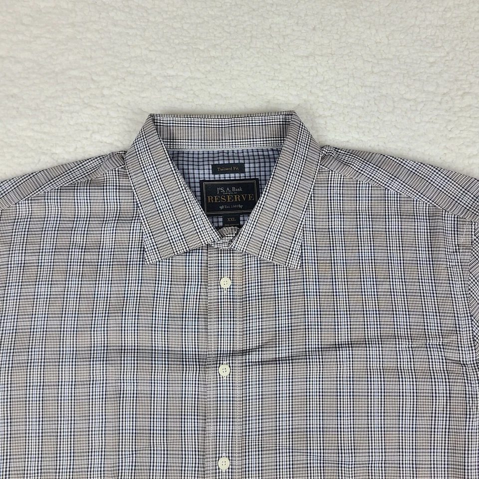 Camisa de vestir Jos A Bank Reserve para hombre 2XL XXL azul marrón ajuste a medida abotonada Foto 3 de 4