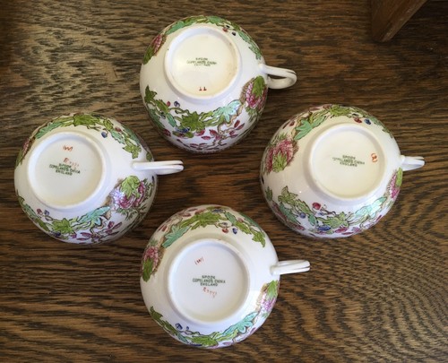 4 Antique 1908 Teacups Saucers Copeland Spode Green/Pink Prettiest Indian Tree! - Picture 12 of 24